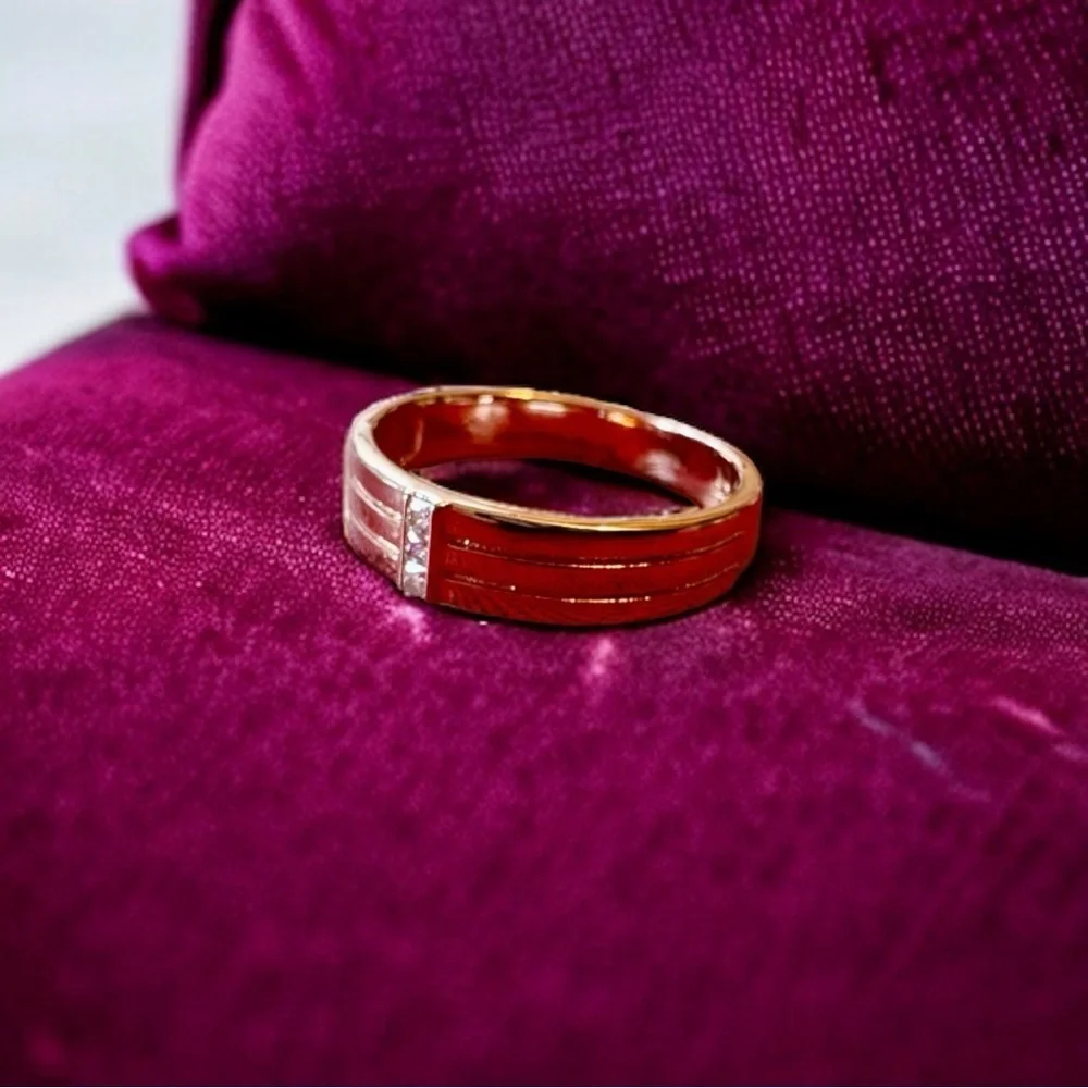 NEW 585 Rose Gold-Plated Multi-Band Fused Ring With Cubic Zirconia Accents
